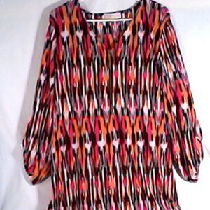 Michael by Michael Kors Long Sleeve Zip Front Dress Size XL Abstract Long Sleeve